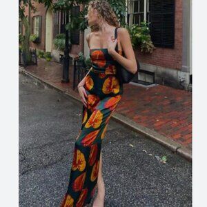 NWOT Reformation Frankie Silk Dress in daiquiri